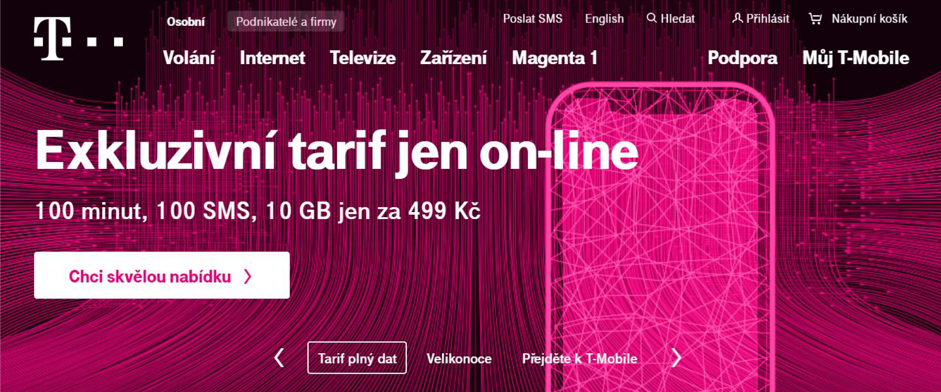 Příklad webu s menu (několika menu)