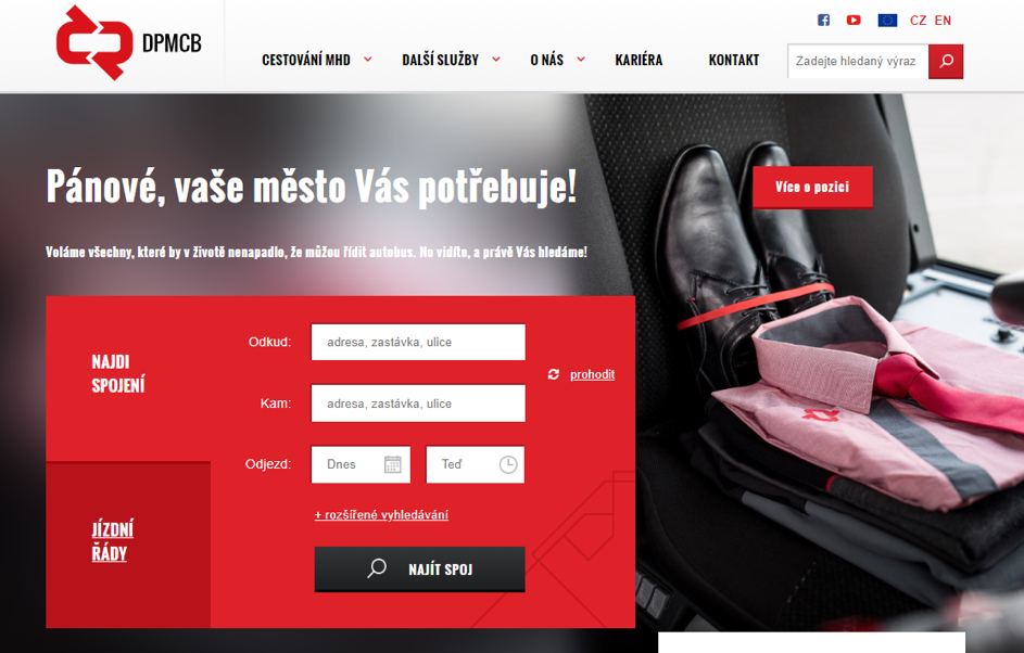 Web dopravního podniku České Budějovice
